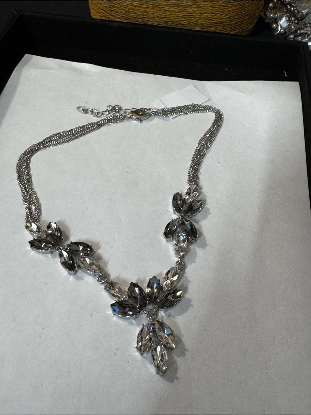 Silver and Smoky Crystal Statement Necklace - Picture 2 of 4